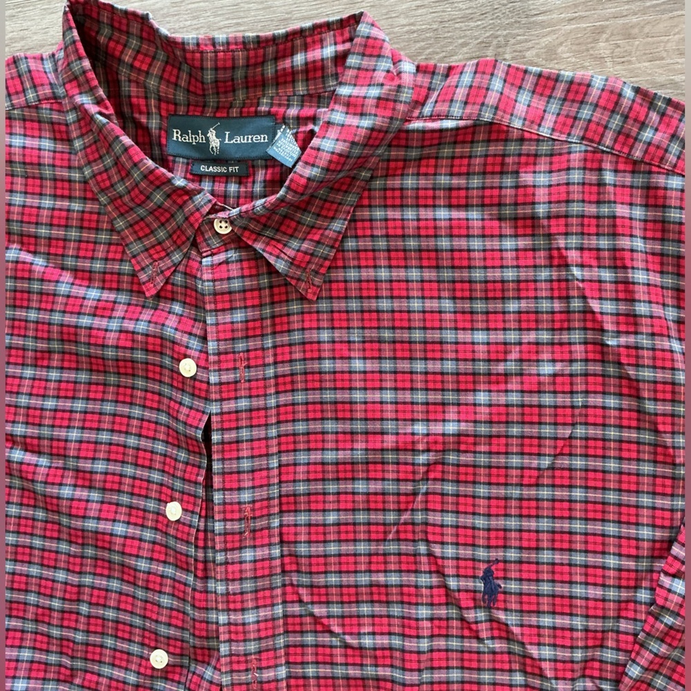Ralph Lauren Red and Black Plaid Button-Down Shirt